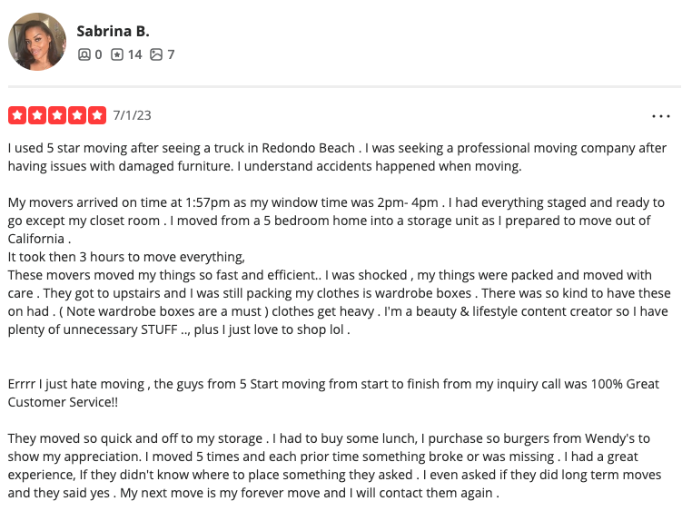 Five Star Moving And Storage